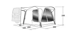 Outwell Milestone Shade Air Drive Away Awning -Camping Equipment shop 111093 milestone shade air drawing perspective 2