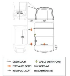 Vango Galli III Tall Air Drive Away Awning -Camping Equipment shop vango 2020 awnings floorplan galli tall 1